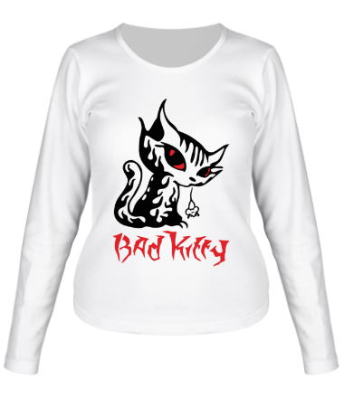 Женская футболка длинный рукав Bad kitty