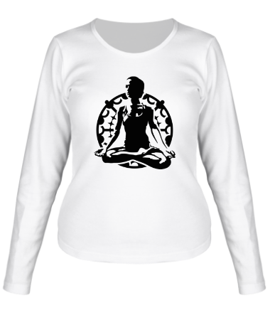 Женская футболка длинный рукав Йога лотус