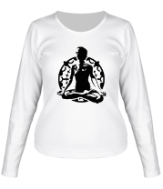 Женская футболка длинный рукав Йога лотус