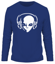 Мужская футболка длинный рукав Инопланетянин в наушниках фото