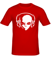 Мужская футболка Инопланетянин в наушниках фото