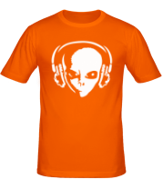 Мужская футболка Инопланетянин в наушниках фото