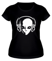 Женская футболка Инопланетянин в наушниках фото