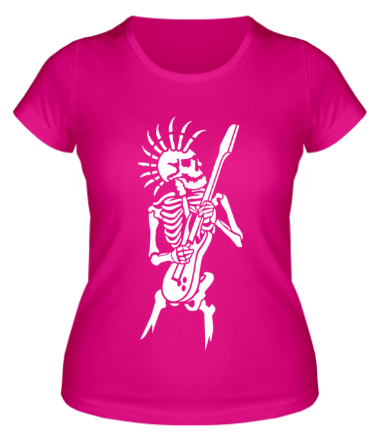 Женская футболка Скелет с гитарой