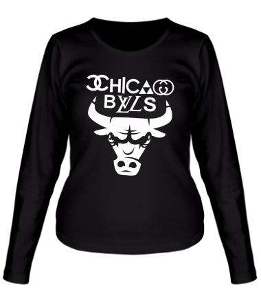 Женская футболка длинный рукав Chicago Bulls fun logo