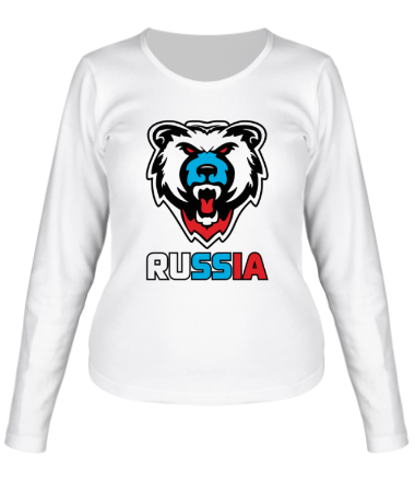 Женская футболка длинный рукав Русский медведь