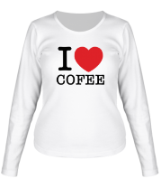 Женская футболка длинный рукав I love coffee фото