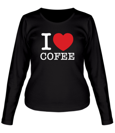 Женская футболка длинный рукав I love coffee