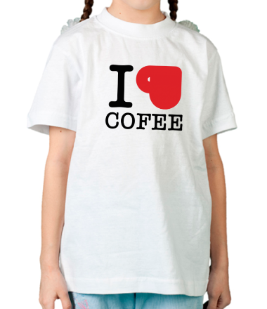 Детская футболка I love coffee (with cup)
