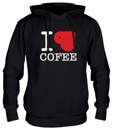 Толстовка худи I love coffee (with cup)