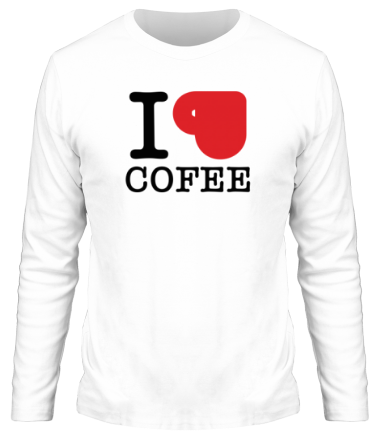 Мужская футболка длинный рукав I love coffee (with cup)