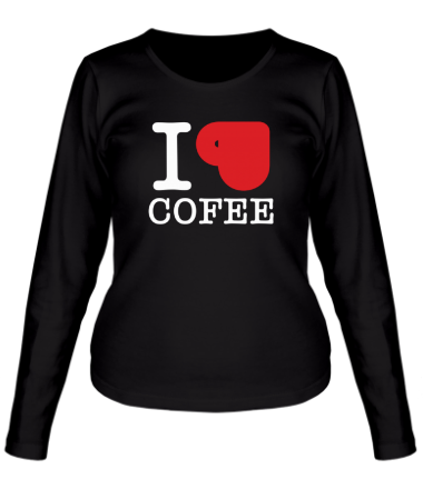 Женская футболка длинный рукав I love coffee (with cup)