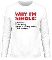 Мужская футболка длинный рукав Whi i'm single фото