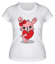 Женская футболка Зайка с сердечком фото