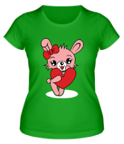 Женская футболка Зайка с сердечком фото