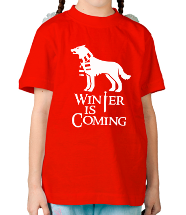 Детская футболка Winter is coming собака с шарфом