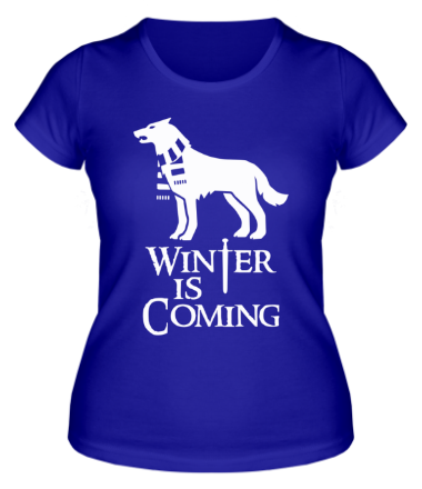 Женская футболка Winter is coming собака с шарфом