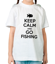 Детская футболка Keep calm and go fishing фото