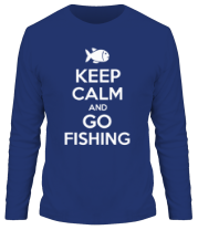 Мужская футболка длинный рукав Keep calm and go fishing фото