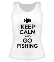Женская майка борцовка Keep calm and go fishing фото