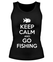 Женская майка борцовка Keep calm and go fishing фото