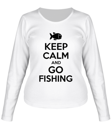 Женская футболка длинный рукав Keep calm and go fishing