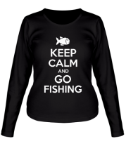 Женская футболка длинный рукав Keep calm and go fishing фото