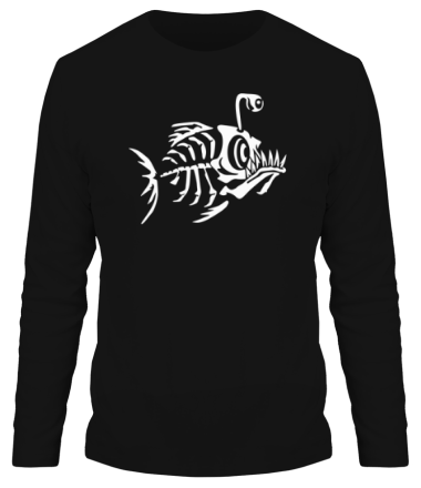 Мужская футболка длинный рукав Скелет глубоководной рыбы