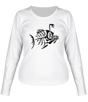 Женская футболка длинный рукав Скелет глубоководной рыбы