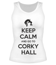 Женская майка борцовка Keep Calm and go to Corky Hall фото