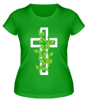 Женская футболка Крест с вьюнком фото