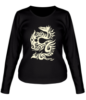 Женская футболка длинный рукав Тату в виде дракона фото
