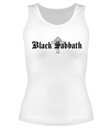 Женская майка борцовка Black Sabbath text with logo