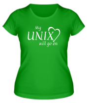 Женская футболка My Unix will go on фото