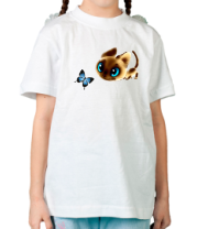 Детская футболка Котенок с бабочкой фото