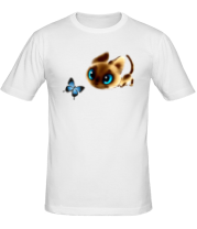 Мужская футболка Котенок с бабочкой фото