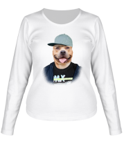 Женская футболка длинный рукав Модная собака 2