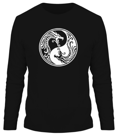 Мужская футболка длинный рукав Два дракона Инь-Янь