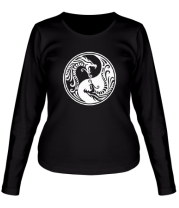 Женская футболка длинный рукав Два дракона Инь-Янь фото