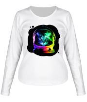 Женская футболка длинный рукав Сat in a spacesuit фото