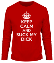Мужская футболка длинный рукав Keep calm and suck my dick фото