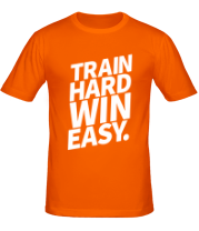 Мужская футболка Train hard win easy фото