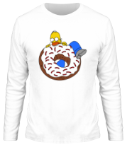 Мужская футболка длинный рукав Гомер ест пончик фото