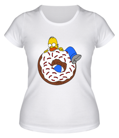 Женская футболка Гомер ест пончик