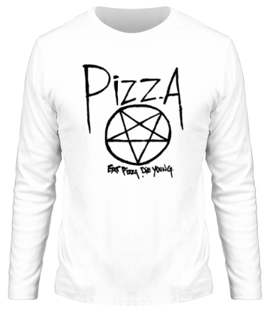 Мужская футболка длинный рукав Eat pizza, die young!