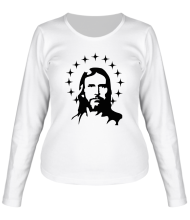 Женская футболка длинный рукав Иисус с нимбом