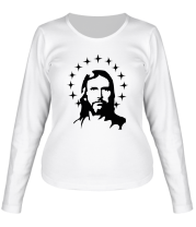 Женская футболка длинный рукав Иисус с нимбом