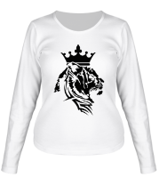 Женская футболка длинный рукав Tiger crown pattern фото