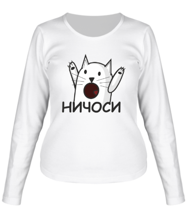 Женская футболка длинный рукав Ничоси - кот