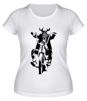Женская футболка Скелет на мотике фото